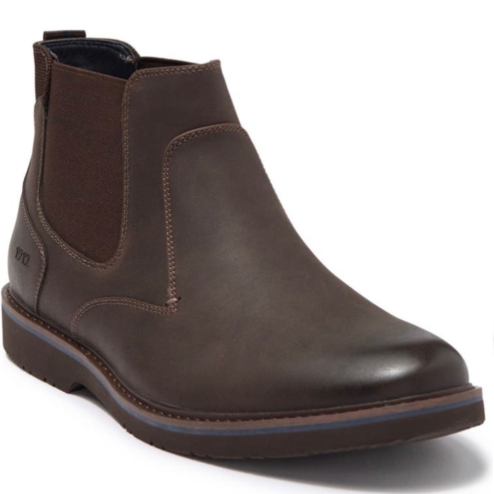 Men’s Nunn Bush Dakoda Chelsea Brown Leather Pull On Ankle Boot Size 13